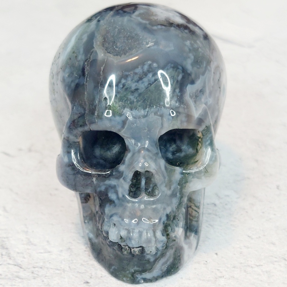 Moss Agate Skull | Nature Connection • Abundance • Emotional Healing